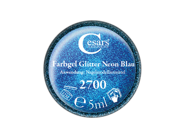 Cesars Farbgel Glitter Neon Blau 5ml